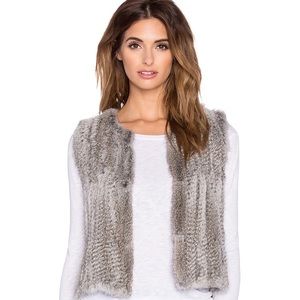 525 America Fur Vest Grey Rabbit Fur Small